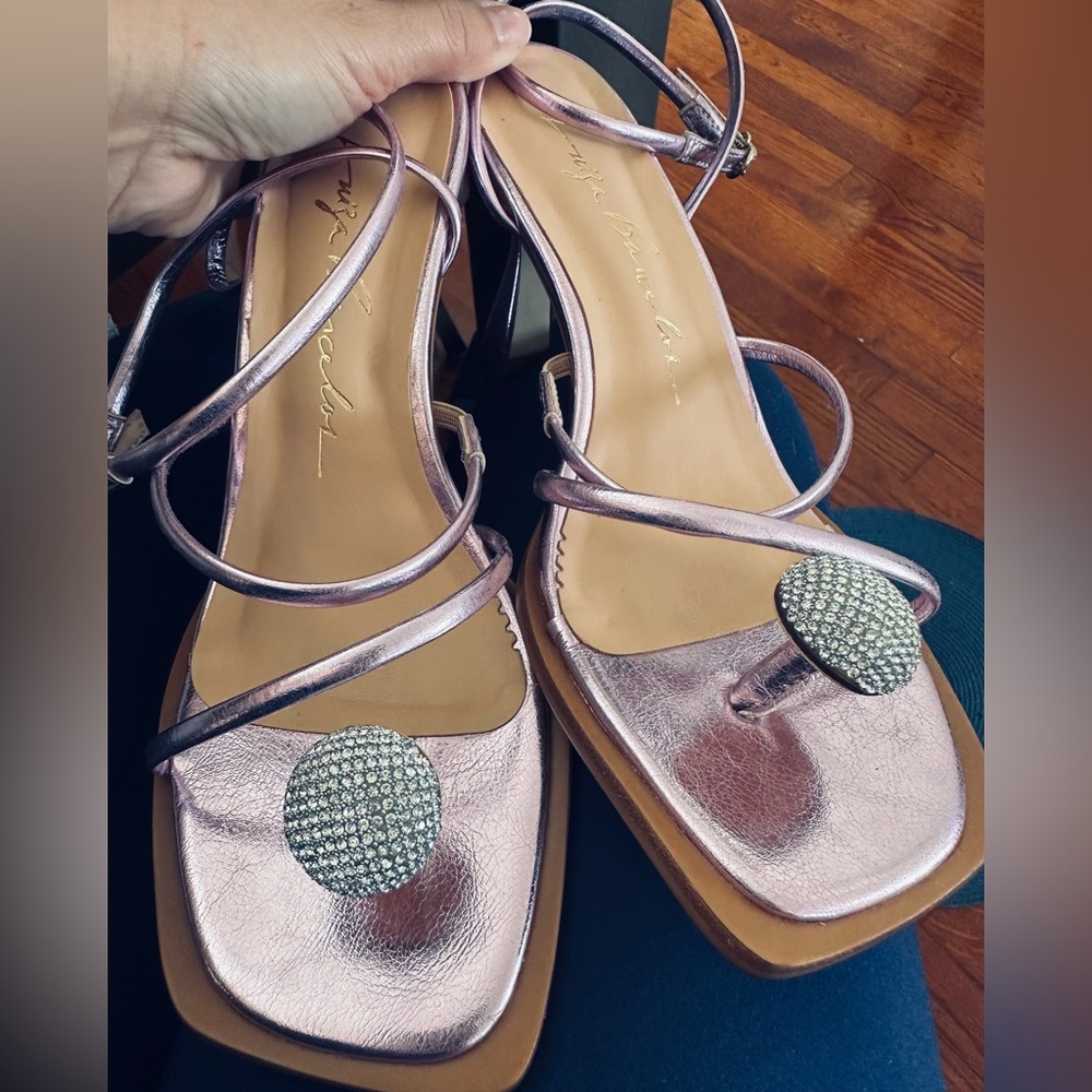 Elegant Purple Strappy Sandals with Sparkling Detail